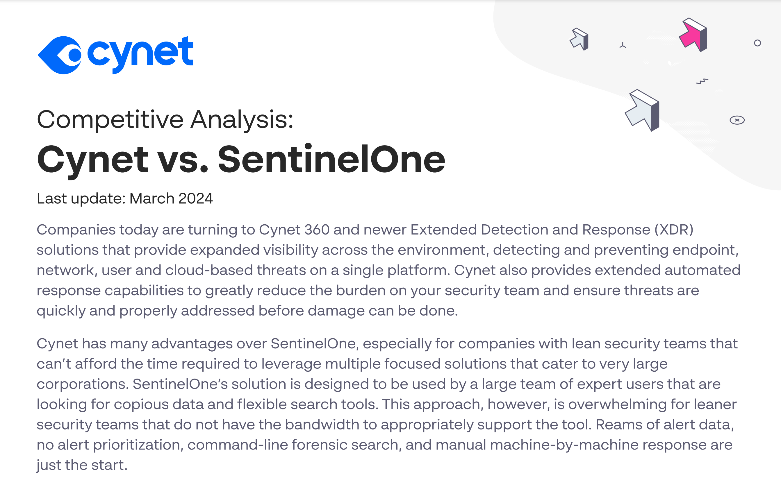 Cynet vs. SentinelOne